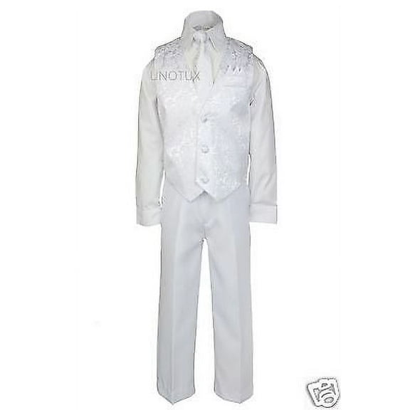 White Boy Kid Child Teen Christening Communion Church Holiday Vest Set Suit 5-20
