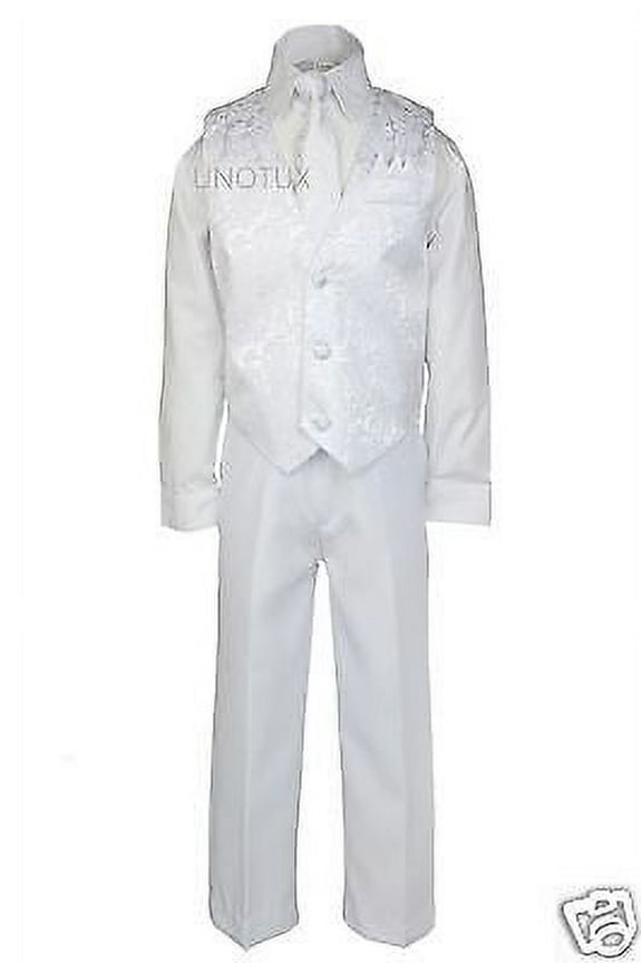 White Boy Kid Child Teen Christening Communion Church Holiday Vest Set Suit 5-20