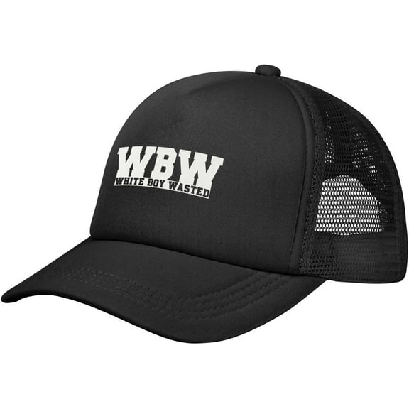 White Boy Wasted Mesh Back Hat for Men Women Adjustable Funny Baseball Cap Black Summer Hat