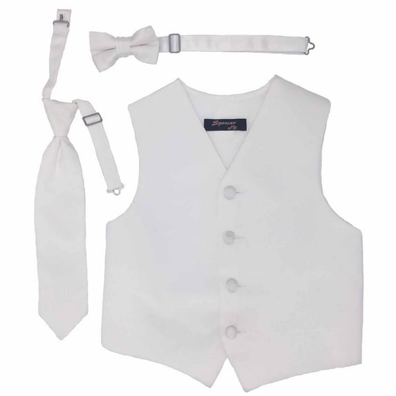 White Boys Satin Vest Spencer J - Boys 3-4