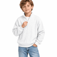 thumbnail image 1 of White Boys Waffle Knit Full Zip Sweatshirt Size 5-6 Years,Stand Collar Long Sleeve Jacket,Casual Athletic Tops for School Daily Wear Fall Spring Outfits, 1 of 8