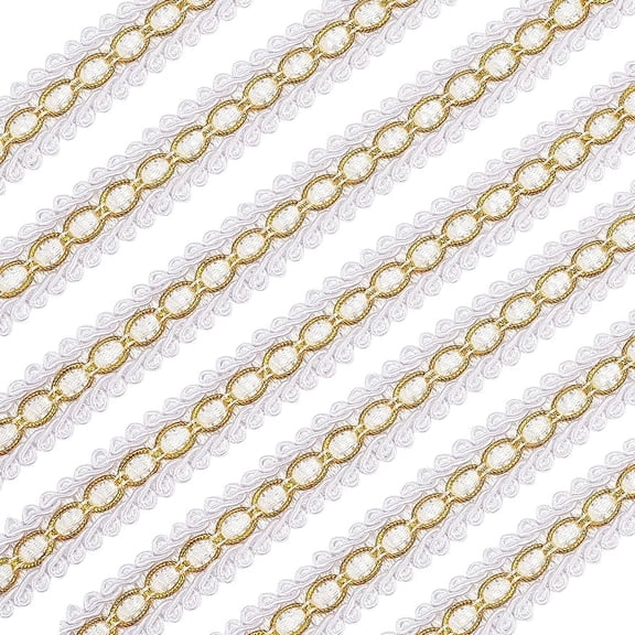 White Braid Trim 3/4"(W) x 13 Yards(L) Polyester Ribbon Woven Gimp Fringe Trim Basic Trim Decorative Gimp Braid for Costume DIY Crafts Sewing Jewelry Making Home Decoration