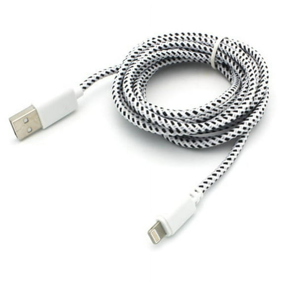 White Braided 6ft Long USB Cable Rapid Charger Sync Wire Compatible With iPod Touch 5, iPhone XS Max XR X, Nano 7th Gen, iPad Pro 10.5, 8 PLUS