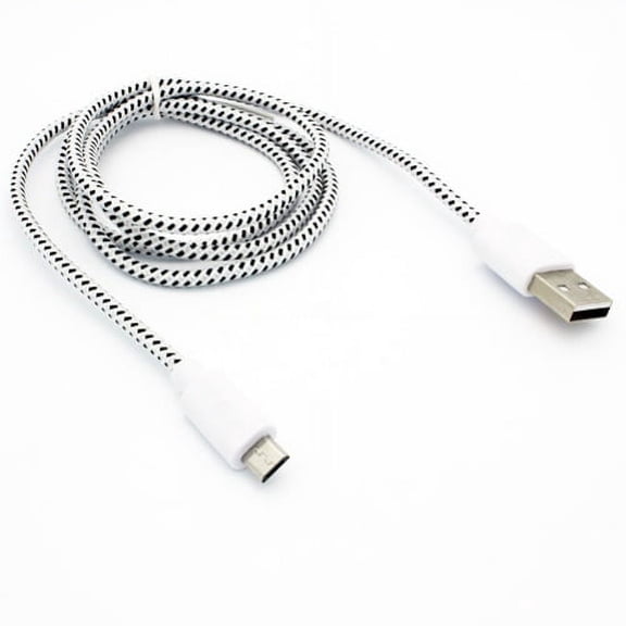 White Braided 6ft Long USB Cable Rapid Charger Sync Wire Durable Data Sync Cord Micro-USB 3G for Motorola Google Nexus 6, Moto E LTE E4 PLUS, G4 Play, G5 PLUS (XT1687) X 2 (2nd Gen) - Nokia 6