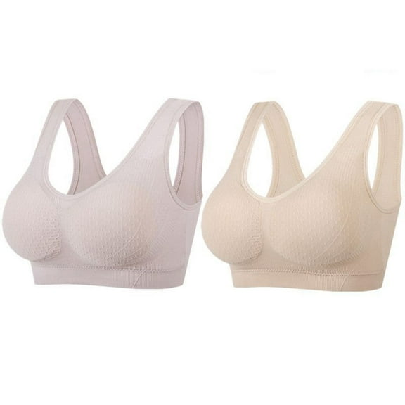 White Bras for Women No Underwire 2PCS Gathering Bra Comfortable Corset Front Alternating Side Button Lace Bra Slim Shaping Bra