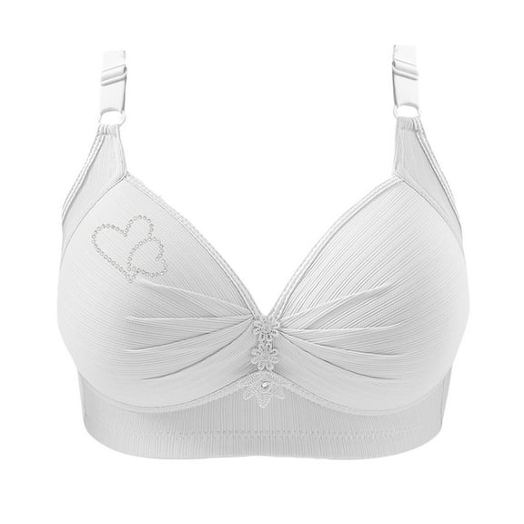 White Bras for Women No Underwire Adjustable Bras Full Coverage Support Bralette Plus Size Everyday Bra