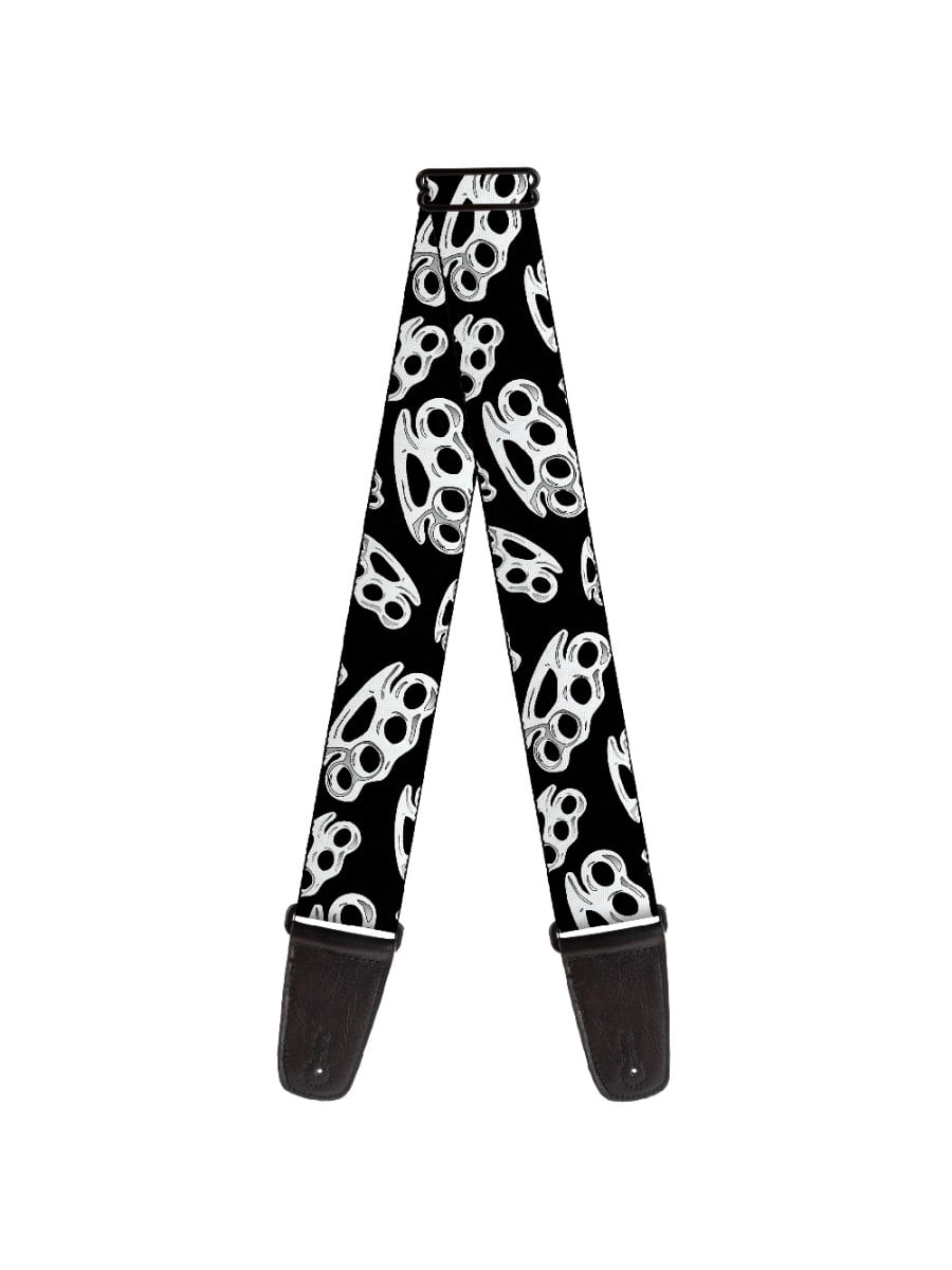 White Brass Knuckles All Over Collage Guitar Strap