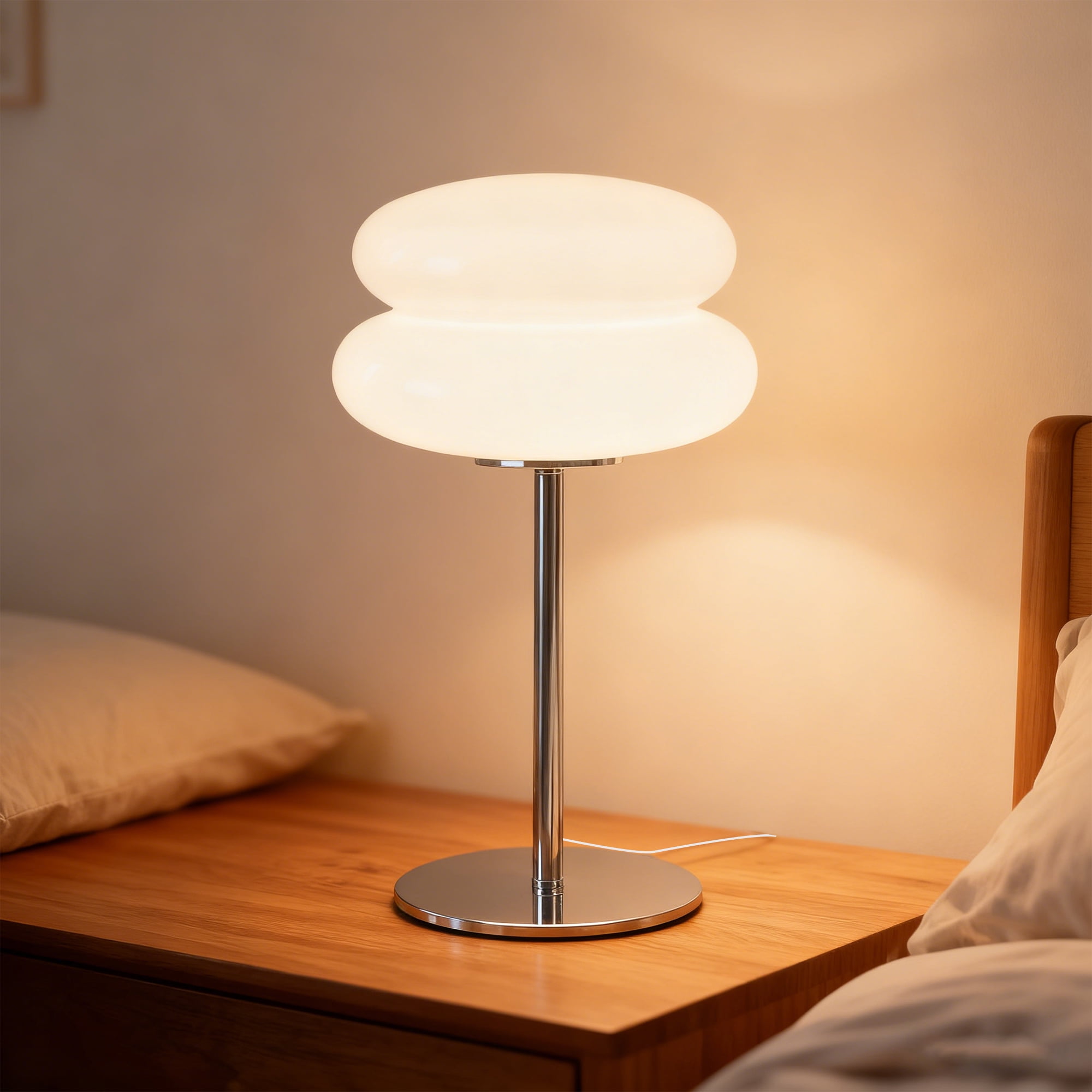 White Bread Bedside Lamp Creative Changing LED Night Light Warm Sleep Companion Plug In Eye Protecting Desk Bedroom