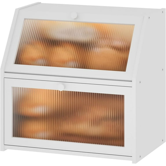 White Bread Box, Extra Large Bamboo Wood Bread Box, White Bread Storage Container