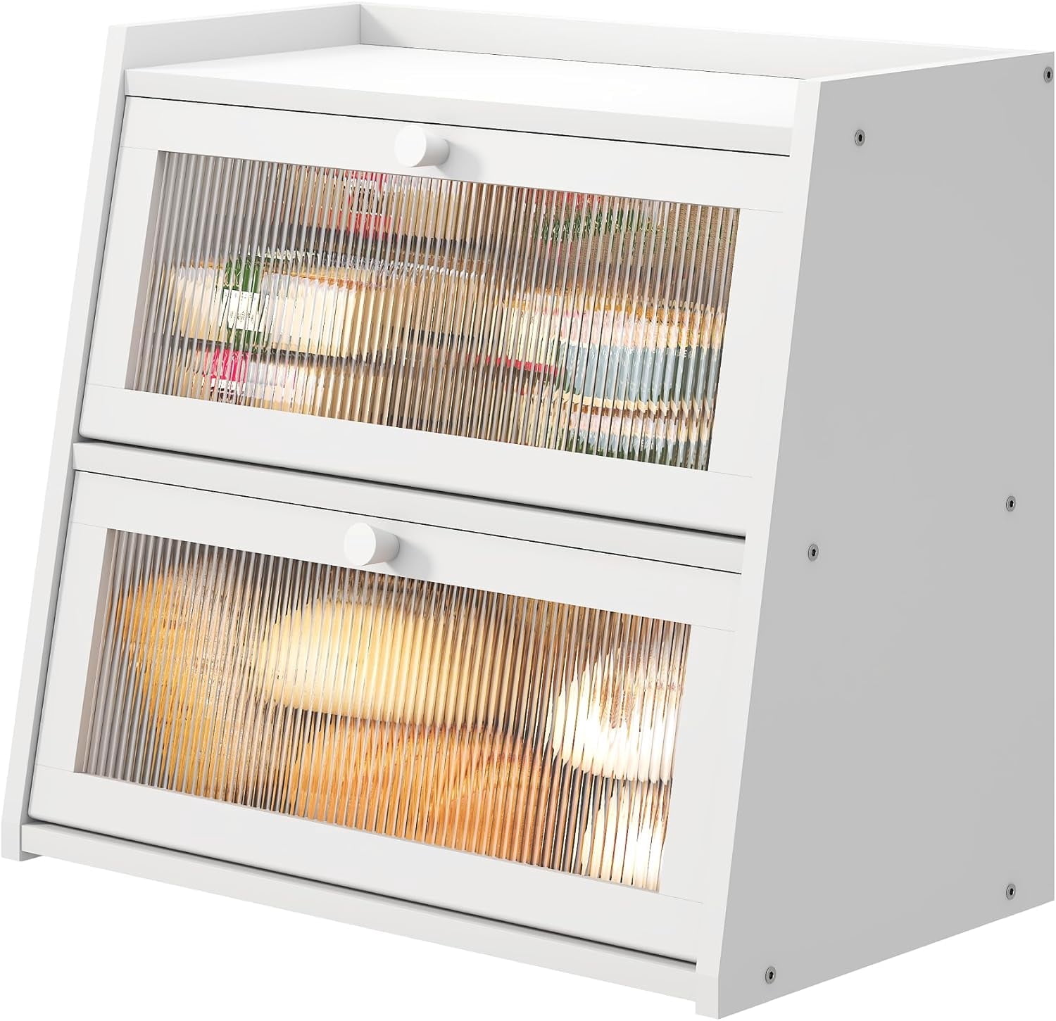 White Bread Box for Kitchen Counter, Large Bread Box With Cutting Board ...