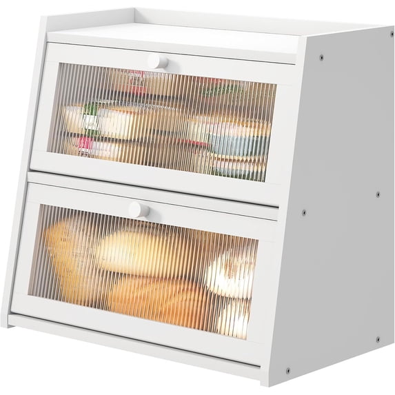 White Bread Box for Kitchen Counter, Large Bread Box With Cutting Board ...