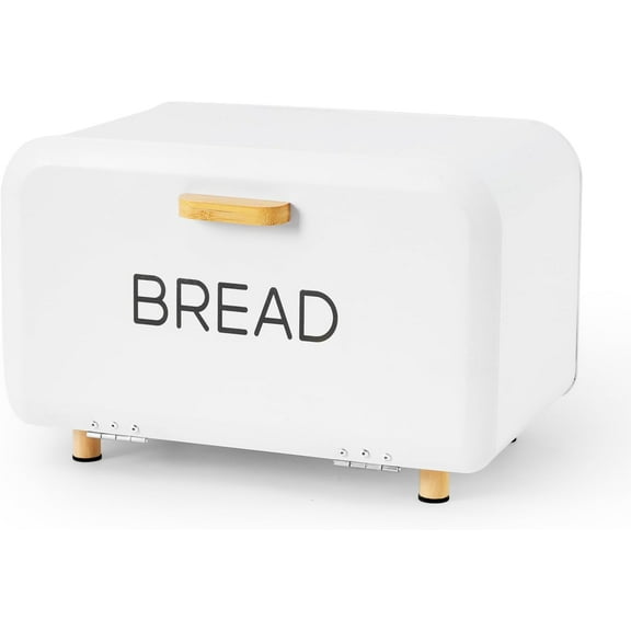 White Bread Box for Kitchen Countertop - Large Capacity Bread Storage Container vintage bread box - Stylish Metal Bread Bin