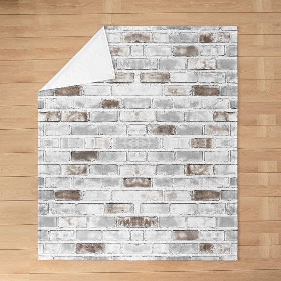 White Brick Pattern Fleece Throw Blanket for Bed and Couch
