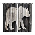 thumbnail image 1 of White Brown Bear Kitchen Curtains 84 Inch Length, Farmhouse Country Rustic Wooden Grain Grommet Top Bedroom Living Room Curtains, Light Filtering Cafe Curtain Drapes 2 Panels Set 104''x84'', 1 of 9