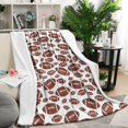 thumbnail image 1 of White Brown Footballs Pattern Blanket,Comfortable Soft Flannel Throw Blanket,All Season,Warm Lightweight Blankets for Sofa Bed Couch Living Room Chair,50"x60", 1 of 4