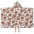 thumbnail image 1 of White Brown Footballs Pattern Hooded Bath Towel，50"x30" for Ages 3 To 12 Kids, Quick Dry Lightweight Soft Microfiber Hood Beach Towel Cover Up for Kids, 1 of 7
