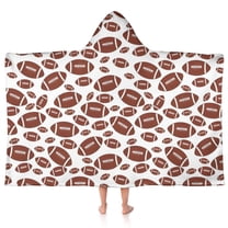 White Brown Footballs Pattern Hooded Bath Towel,50"x30" for Ages 3 To 12 Kids, Quick Dry Lightweight Soft Microfiber Hood Beach Towel Cover Up for Kids