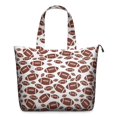 thumbnail image 1 of White Brown Footballs Pattern Travel Tote Bags for Women Carry On,Large Weekender Bags for Women Travel,Multi Functional Duffle Bag for Work,Shopping,Sports, 1 of 5