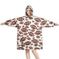 thumbnail image 1 of White Brown Footballs Pattern Wearable Oversized Blanket,Wearable Blanket Hoodie for Adults,Cozy Hooded Blankets with Super Pockets,Super Warm Fuzzy Pullover for Women & Men, 1 of 6