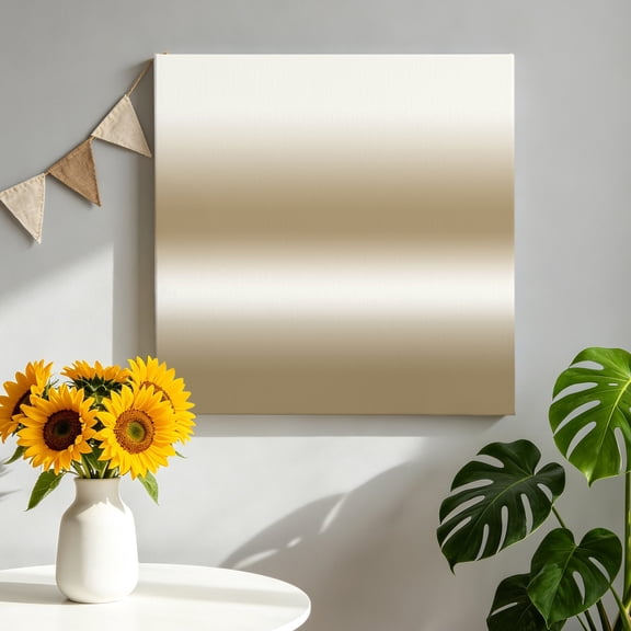 White and Brown Gradient Canvas Wall Art, Minimalist Camel Ombre Moden Art Framed Canvas Wall Decor Picture Print Artwork Decorations for Living Room Office Ready to Hang 8" x 8"