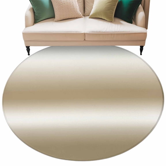 White and Brown Gradient Round Living Room Rugs 6 ft, Minimalist Camel Ombre Moden Art Washable Area Rug with Non-Slip Sturdy Edge Binding Round Carpet for Kitchen Office Bedroom