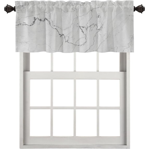 White Brown Marble Kitchen Valances Window Curtain,Abstract Beautiful White Marble Gray Antique Architecture Decoration Window Valances Curtains Drapes for Kitchen Bedroom