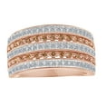thumbnail image 1 of AFFY White & Brown Natural Diamond Five Row Band Ring In 10k Rose Gold (0.9 Cttw), 1 of 1