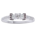 thumbnail image 1 of AFFY White & Brown Natural Diamond Three Stone Ring In 10k White Gold (0.33 Cttw), 1 of 1