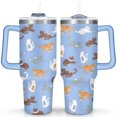 thumbnail image 1 of White, Brown and Orange Kittens 40 Oz Tumbler with Handle Lid and Straw, Stainless Steel Double Walled Vacuum Insulated Cup, Cute Birthday Gifts Tumbler for Women Men Friends, 1 of 7
