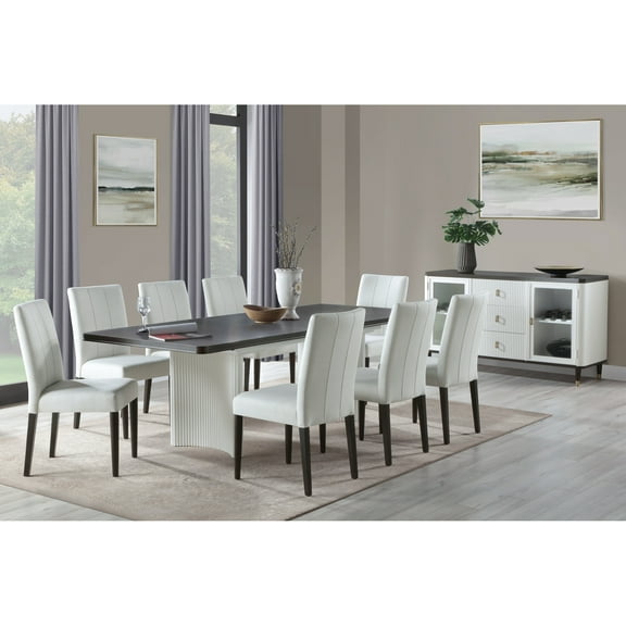 White & Brown Rectangular Dining Table With Leaf Extension - Versatile And For Home Use Creating A Space