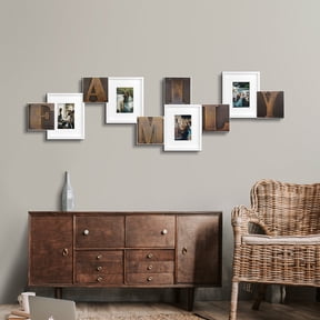 White & Brown Rustic Wood Photo Frame with Real Glass - Wall Display - 2 Back Hangers - PVC Material - Various Sizes Available