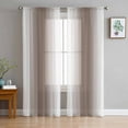 thumbnail image 1 of White Brown Sheer Curtains 96 Inch Length 2 Panels Set for Living Room/Bedroom, Modern Gradient Vertical Stripes Geometric Curtain Sheers Drapes Rod Pocket Curtains Window Treatment Set 52''x96''x2, 1 of 7
