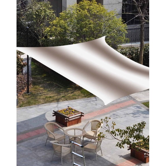White Brown Sun Shade Sail 6.5'x10' Rectangle Outdoor Shade Canopy, Modern Gradient Vertical Stripes Geometric Porch Shades Outdoor Sun Blocking Screen, Sunshade Cloth Covers for Patio/Deck/Garden