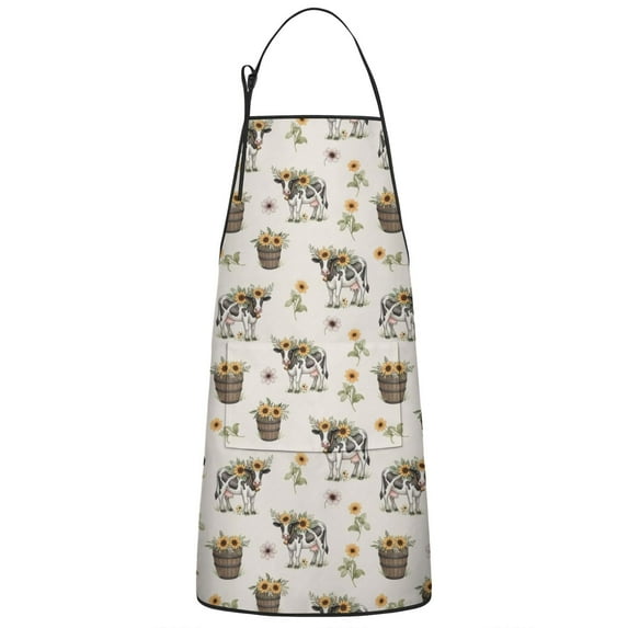 White Buffalo Pattern Apron-Garden Aprons for Women with Pockets-Cotton Linen Waterproof Kitchen Cooking Gardening Aprons Adjustable for Kitchen,Cooking,BBQ and Salon 33x27 Inch