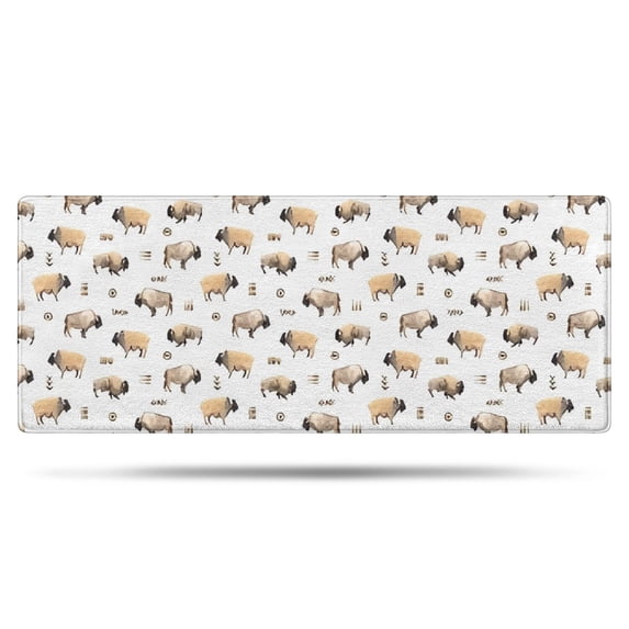 White Buffalo Pattern Bathroom Rugs Mat,Non Slip Microfiber Bathroom Rug,Rubber Backing,Soft Bathroom Mats for Bathroom Floor,Tub and Shower,60x24in(150x60cm)