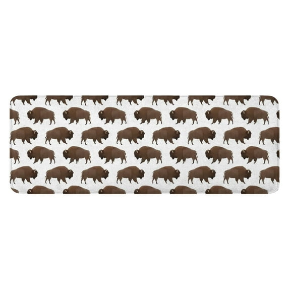 White Buffalo Pattern Kitchen Rug Mat,Kitchen Runner Rugs Non Skid Washable,Decorative Kitchen Floor Mats for Kitchen,Sink,Laundry,17"x47.2"