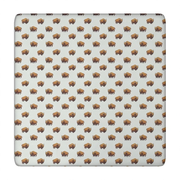 White Buffalo Pattern Square Fitted Tablecloth with Elastic Edge,Square Table Cover,Washable Elastic Table Cover for Home Kitchen Party Decor 34"x34"