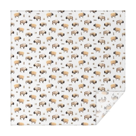 White Buffalo Pattern Square Tablecloth,Waterproof Square Table Cover,Wipeable Spillproof Washable Table Cover for Home Kitchen Party Decor 60"x60"(152x152cm)