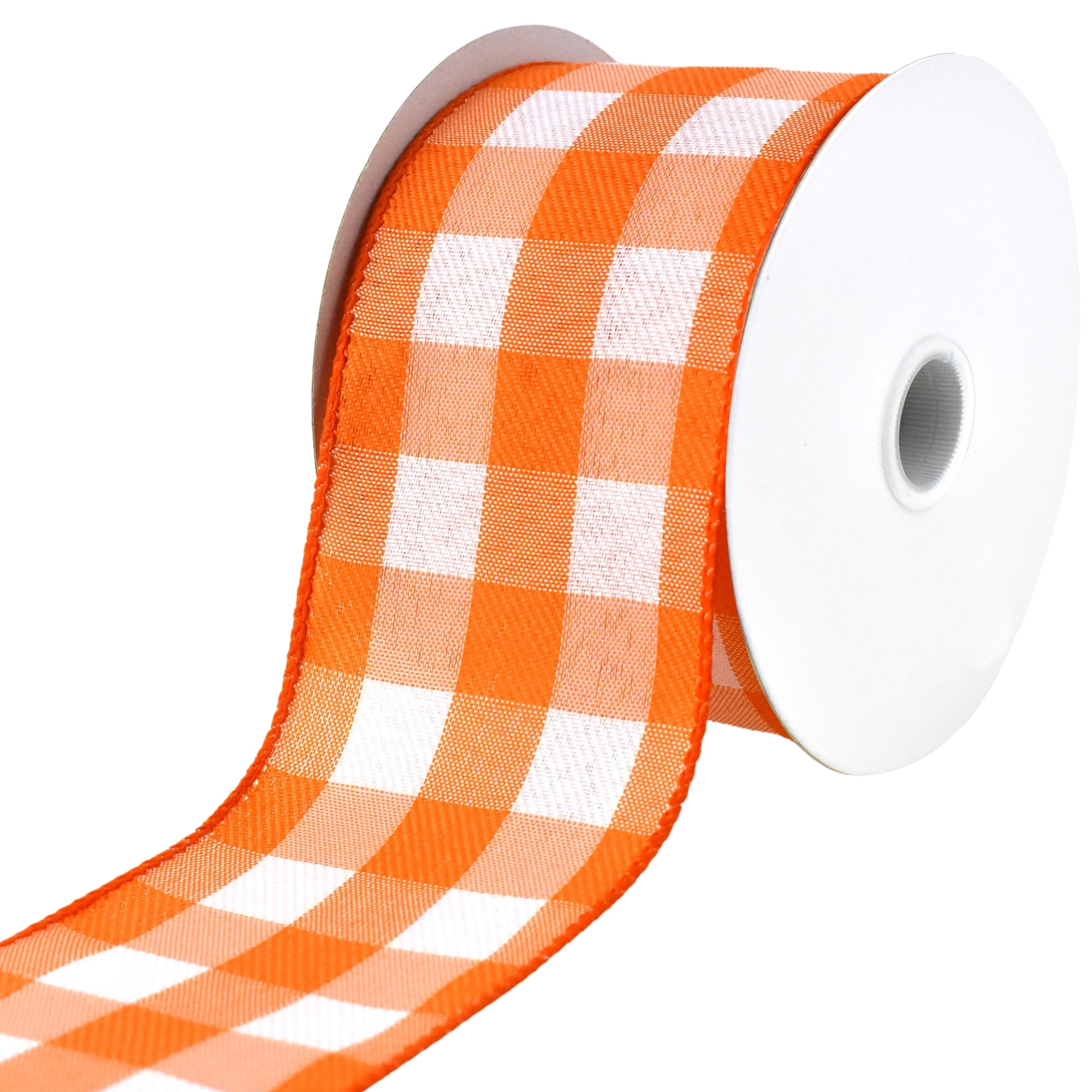 White Buffalo Plaid Wired Ribbon, 2-1/2-inch, 10-yard, Orange - Walmart.com
