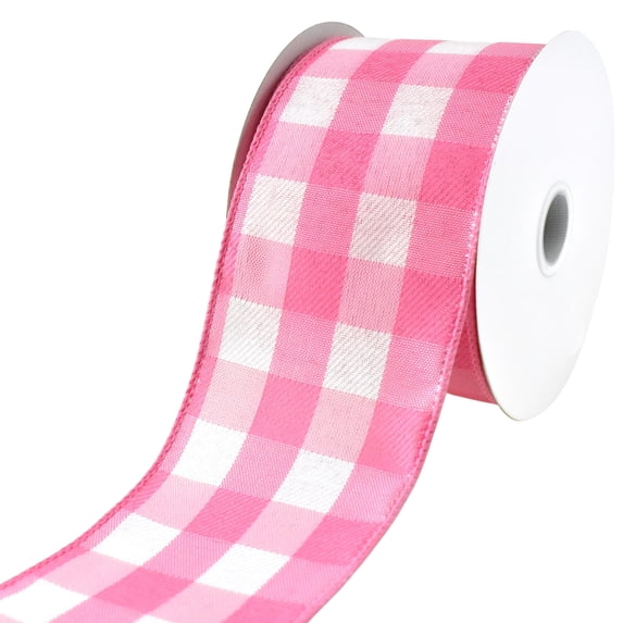 Pink Plaid Pattern Ribbon White Buffalo Plaid Wired Ribbon, 2-1/2-inch, 10-yard, Pink - Walmart.com