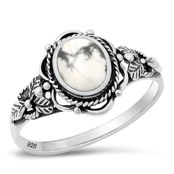 White Buffalo Simulated Turquoise Wholesale Ring .925 Sterling Silver Band Blue CZ Female Size 8