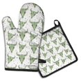 thumbnail image 1 of White Buffalo Skull Dot Pattern Kitchen Oven Mitt and Pot Holder Sets 2 Pcs for Baking, Cooking and Grilling, Heat Resistant Up To 392 °F, 1 of 7