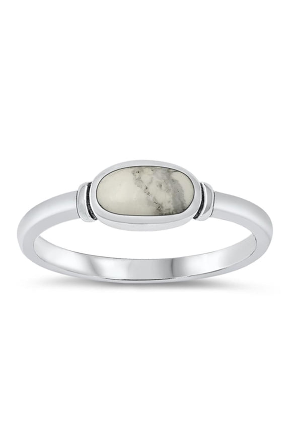 White BuffaloSimulated Turquoise Ring .925 Sterling Silver Band Blue CZ Jewelry Female Size 5