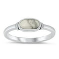 thumbnail image 1 of White BuffaloSimulated Turquoise Ring .925 Sterling Silver Band Blue CZ Jewelry Female Size 9, 1 of 4