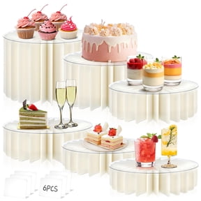 White Buffet Risers 12 Pieces Foldable Cardboard Cake Display Stands Food Risers Cylinder Pedestals For Catering Desserts Jewelry Wedding Birthday Party Decoration