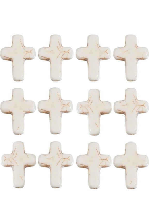 White Bulk Synthetic Turquoise Mini Tiny Cross Bead Crosses Charms Spacer Bead
