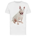thumbnail image 1 of White Bull Terrier Dog Sitting T-Shirt Men -Image by Shutterstock, Male x-Large, 1 of 2