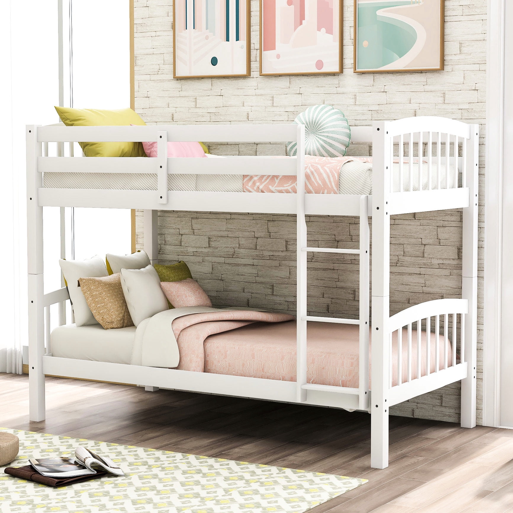 White Bunk Bed with Clean Silhouette - Modern Bedroom Addition ...