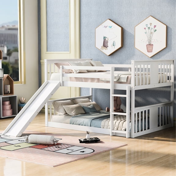 White Bunk Bed with Slats / Eliminates Need for Box Spring