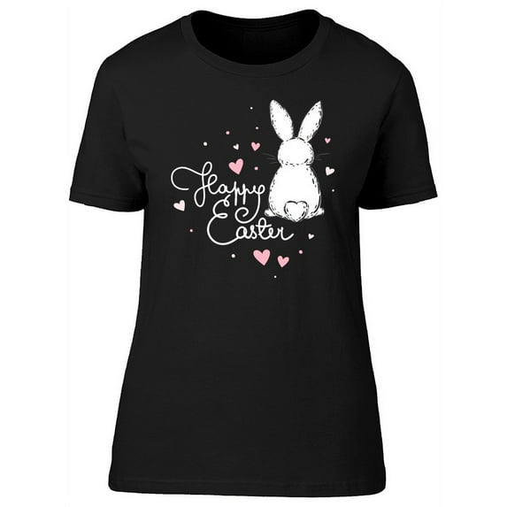 White Bunny Happy Easter T-Shirt Women -Image by Shutterstock, Female x-Large